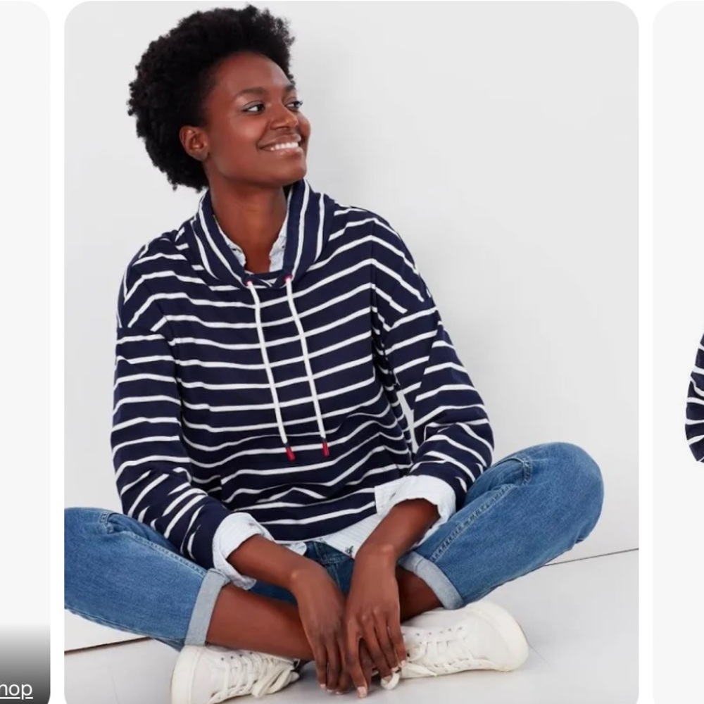 ❗️FINAL❗️NWT Joules Harlton Funnel Neck Navy and White Stripe Sweatshirt 6